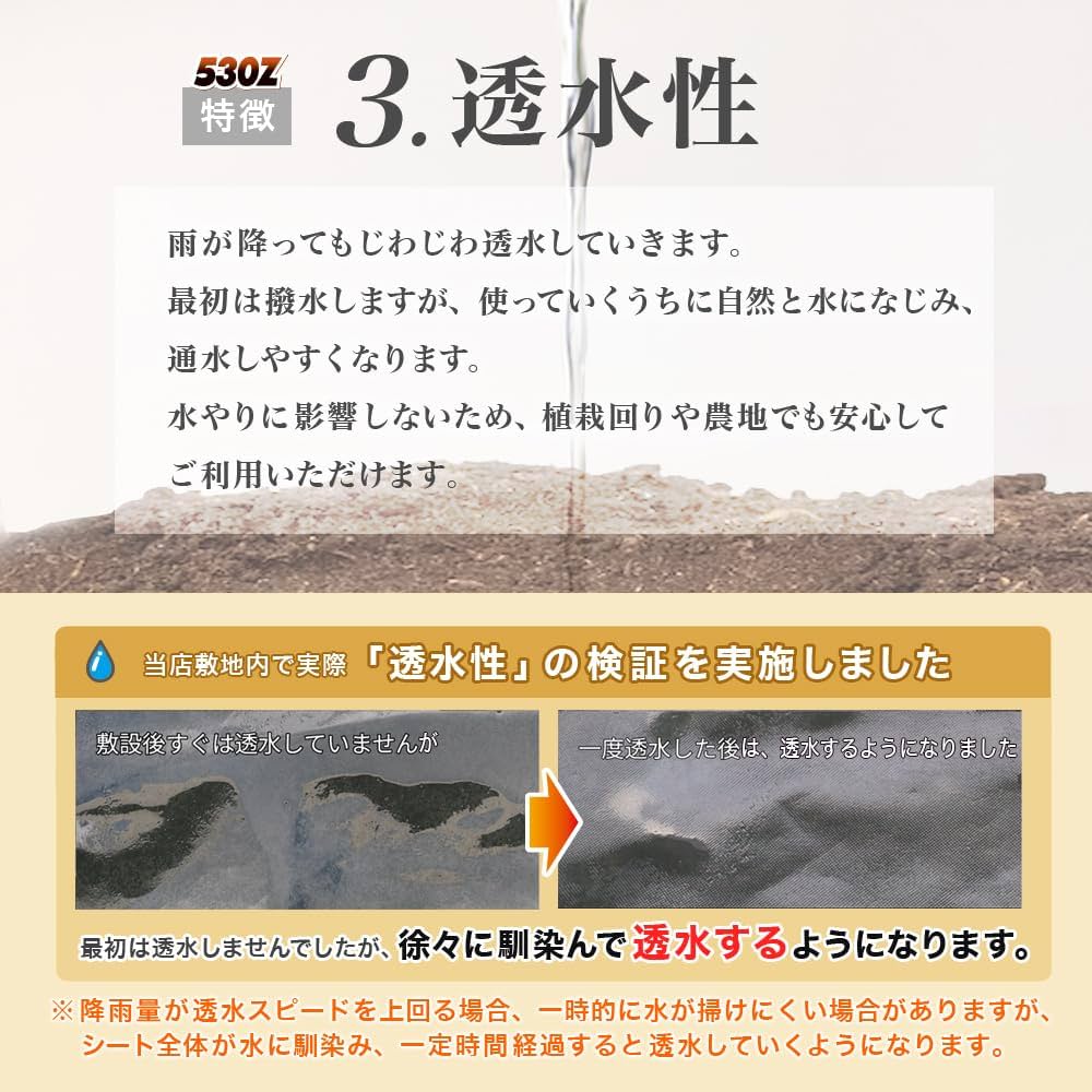 Amazon | 防草シート 耐久年数20～22年 硬い材質のため曲げて